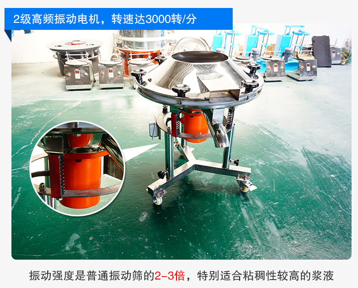 振動頻率為50Hz，振幅不超過2毫米，振動強度至少是別的振動篩的2倍